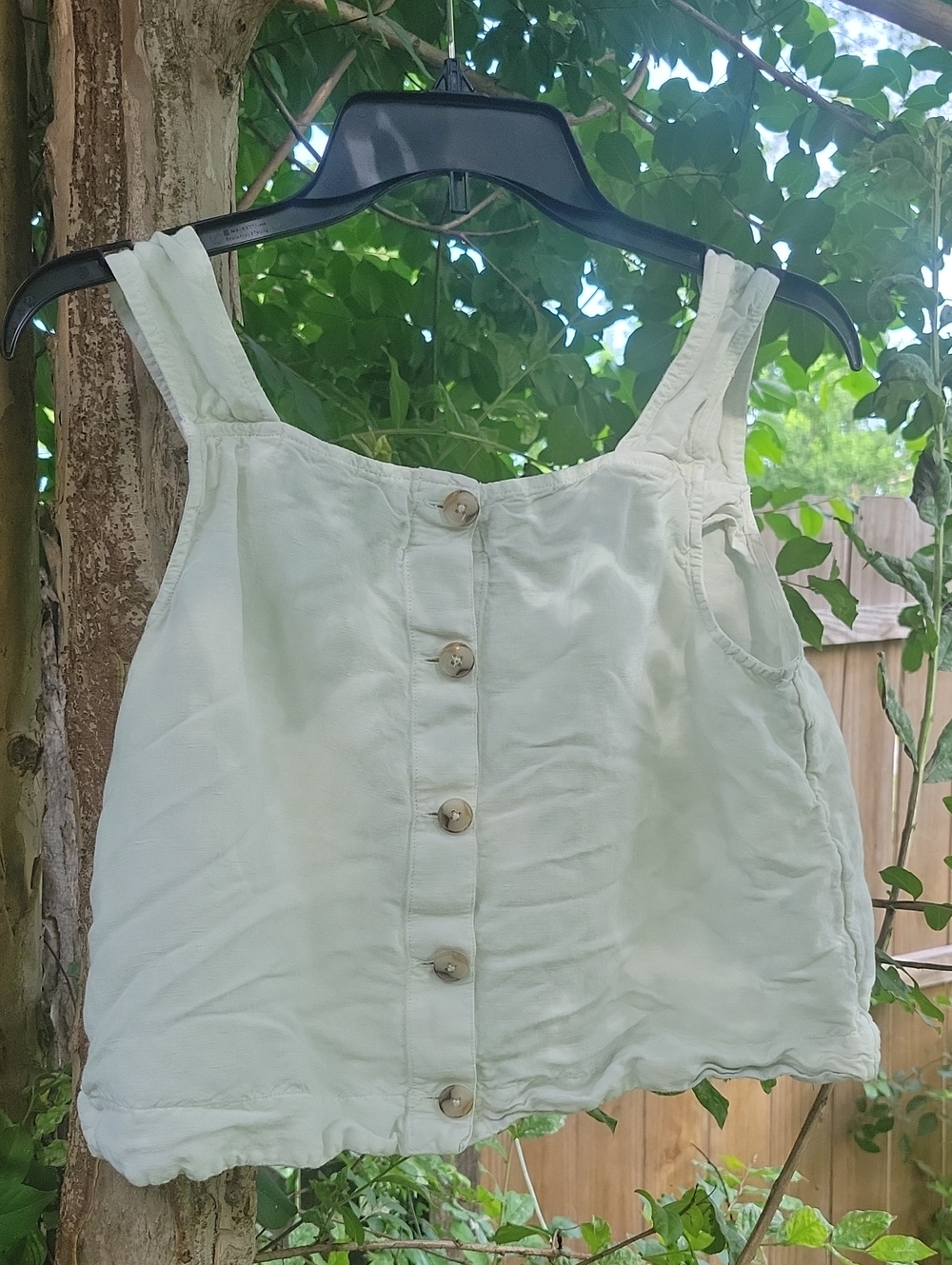 Madewell Linen Button Back Cropped Tank
